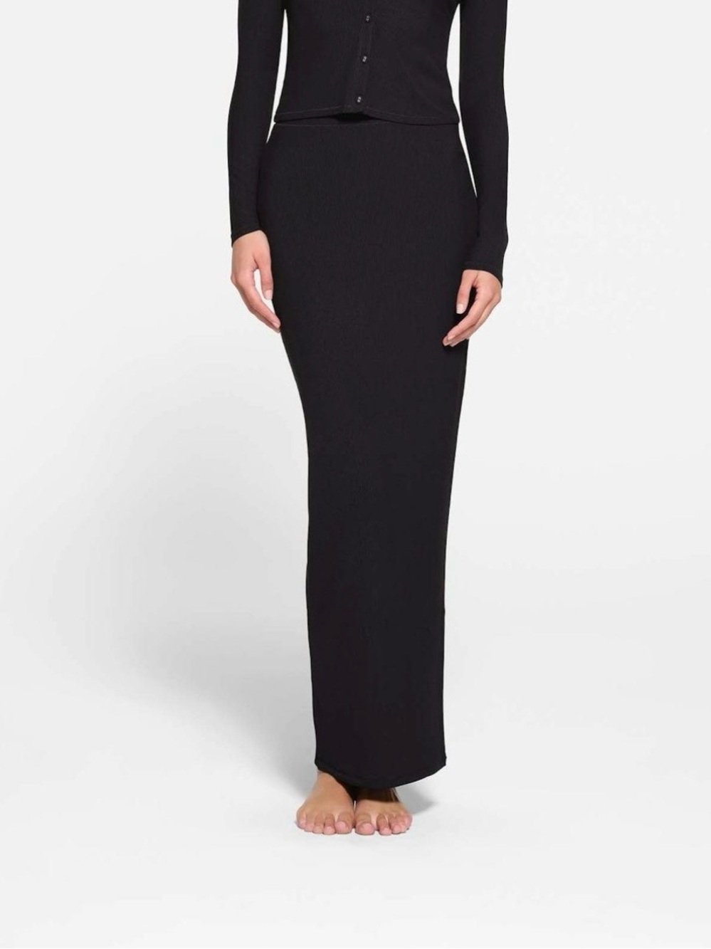 SKIMS Black Bandeau Top & Maxi Skirt Set